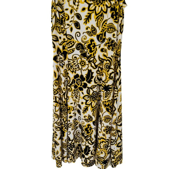 Julian Taylor Floral Sleeveless pattern Dress Yellow Black Womens Size 10  knit - Picture 4 of 12
